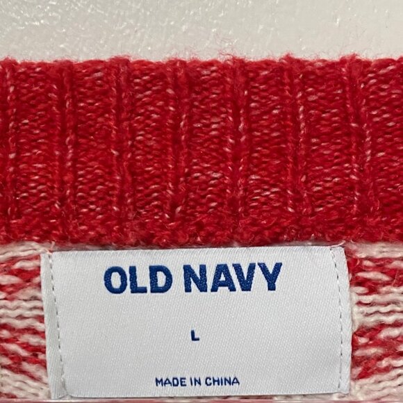 Old Navy Fair Isle Button Front Cardigan Sweater Womens L Red Apres Ski Holiday - Picture 6 of 7